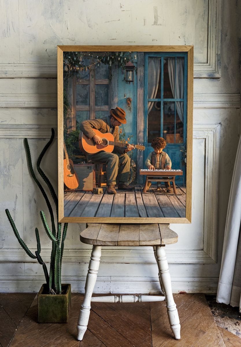 Father and Child Music Scene Poster. room preview