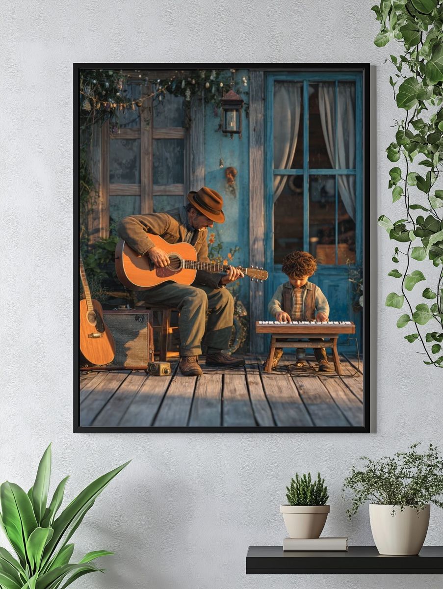 Father and Child Music Scene Poster. — room view 4