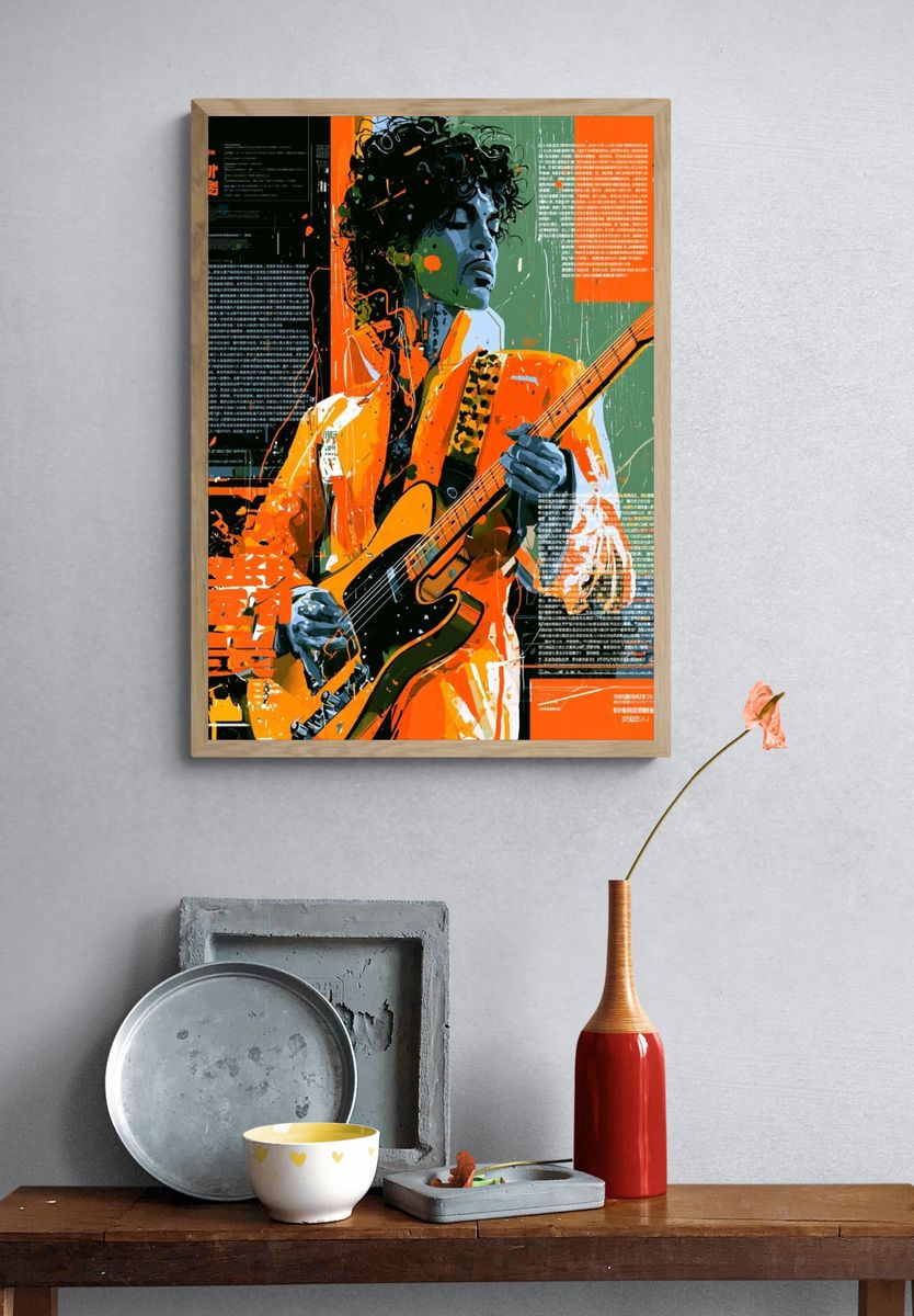 Electric Guitarist Pop Art Poster. — room view 3