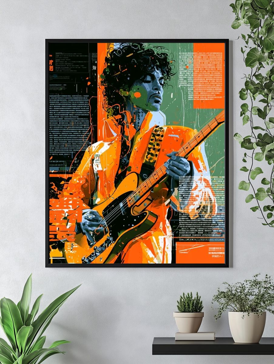 Electric Guitarist Pop Art Poster. — room view 4