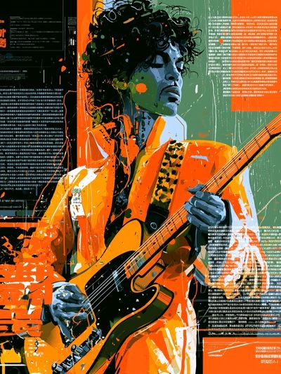 Electric Guitarist Pop Art Poster.