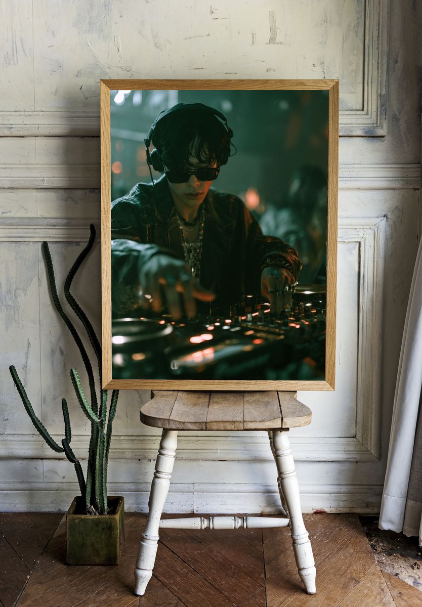DJ in Neon Club Photography Poster. room preview