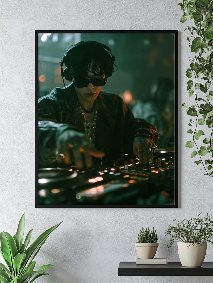 DJ in Neon Club Photography Poster. — room view 4