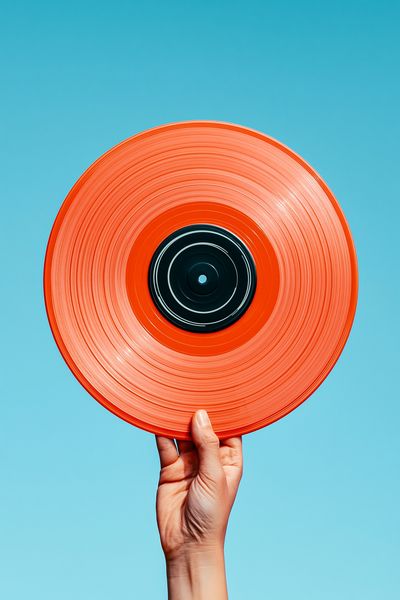 Orange Vinyl Record Photography Poster.