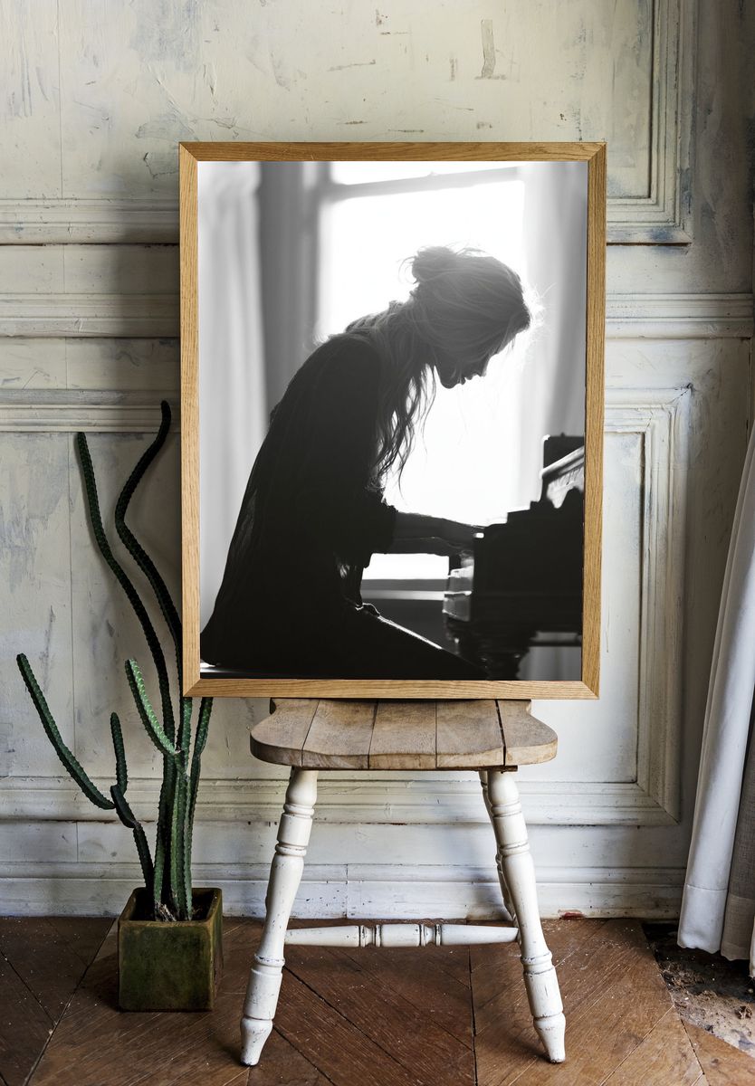Piano Silhouette Photography Poster. room preview