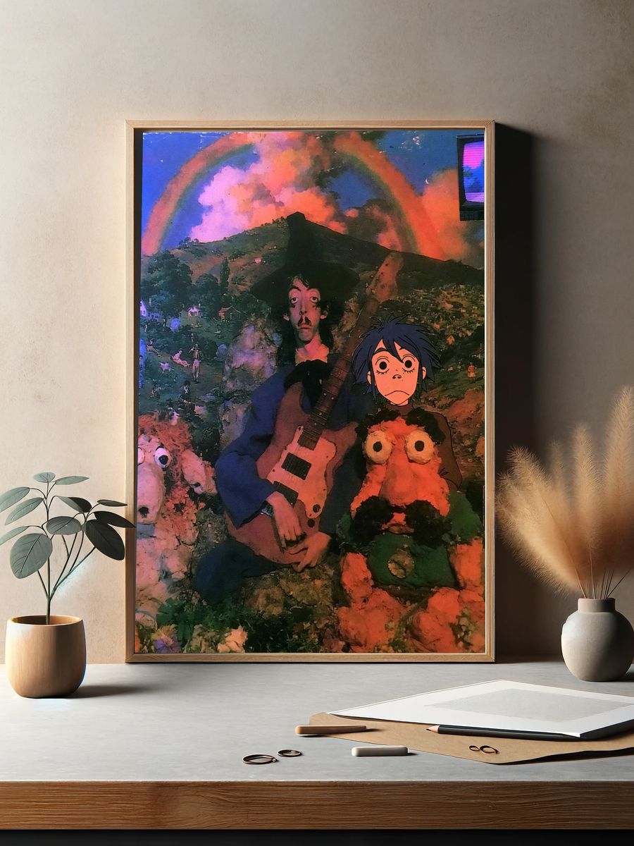 Psychedelic Guitar Collage Poster. — room view 2