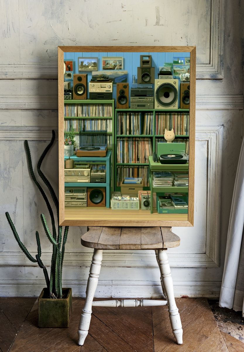 Vinyl Record Room Photography Poster. — room view 1