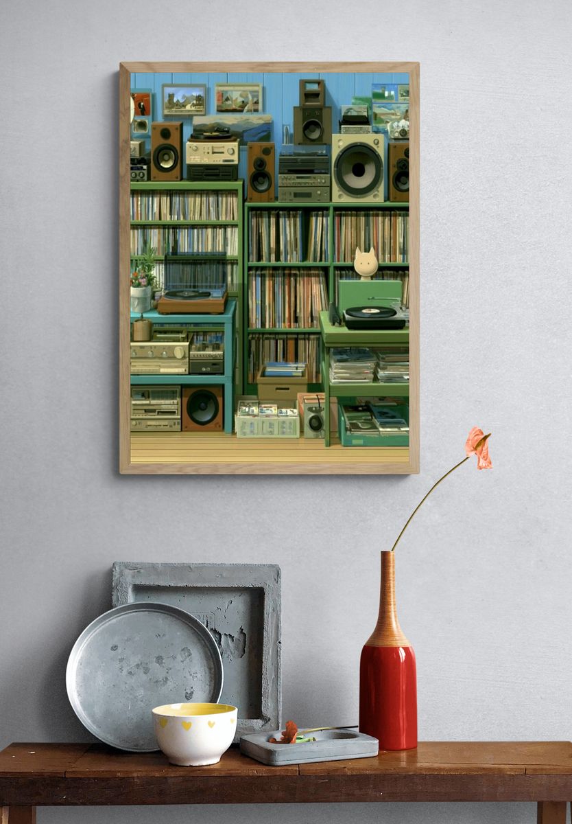 Vinyl Record Room Photography Poster. — room view 3