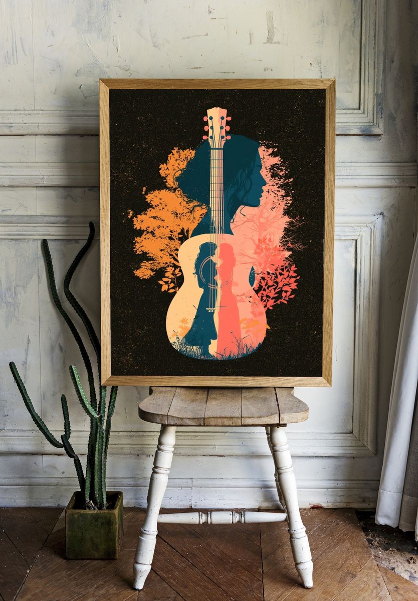 Guitar Silhouette Music Poster. — room view 1