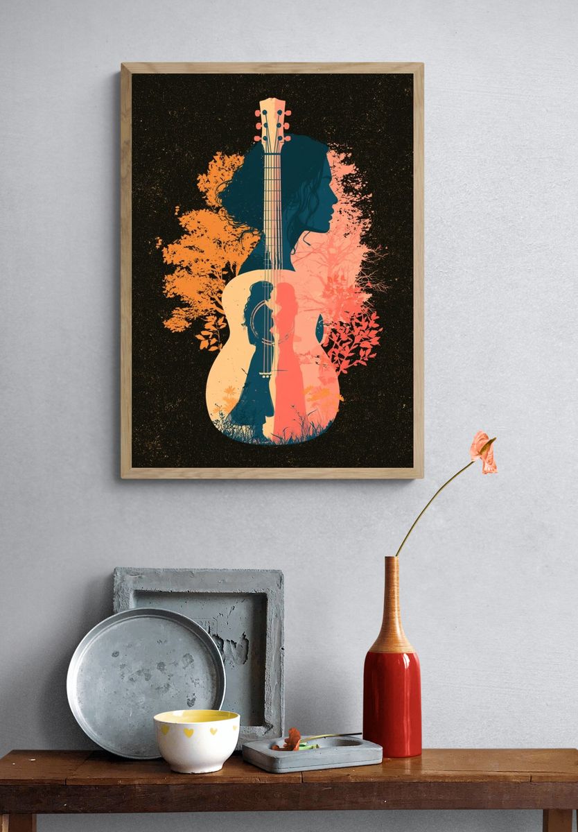 Guitar Silhouette Music Poster. — room view 3