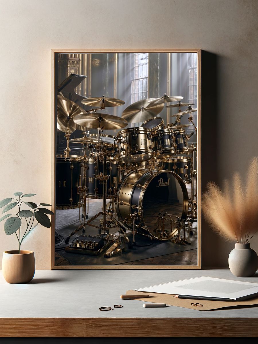 Luxury Drum Kit Photography Poster. — room view 2