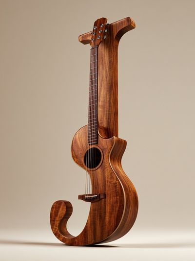 Wooden Guitar Sculpture Poster.