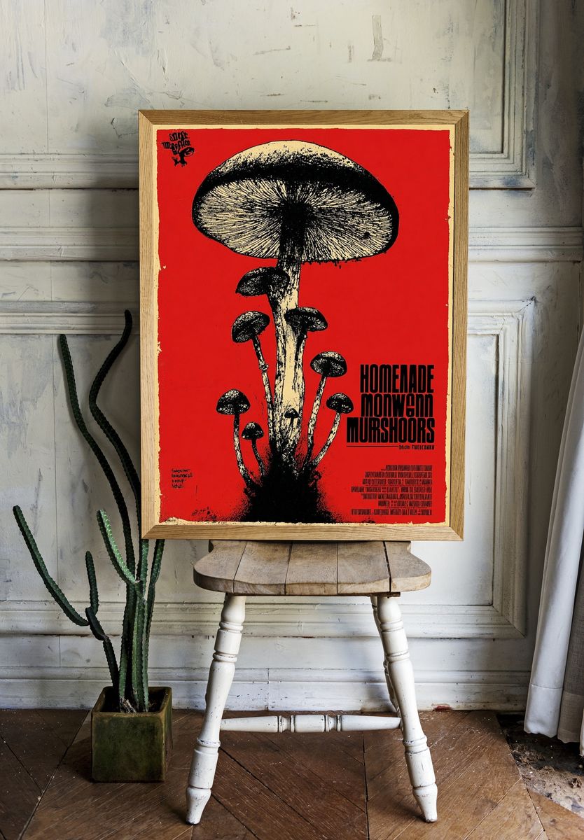 Mushroom Art — Vintage Print. — room view 1