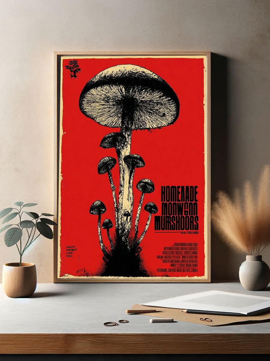 Mushroom Art — Vintage Print. — room view 2
