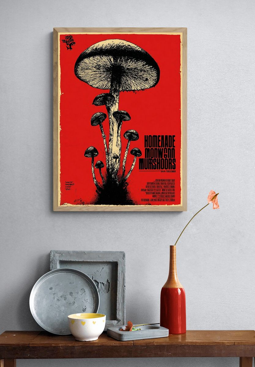 Mushroom Art — Vintage Print. — room view 3
