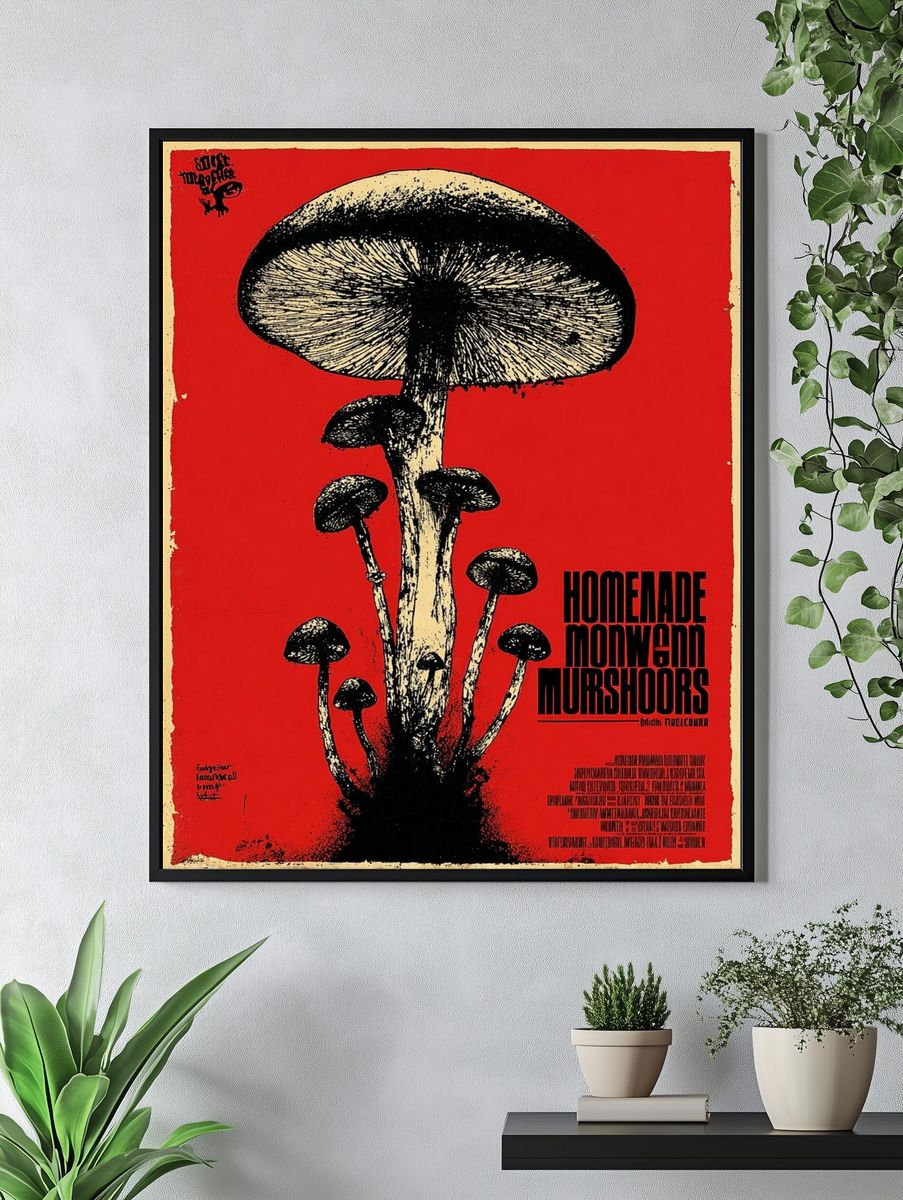 Mushroom Art — Vintage Print. — room view 4
