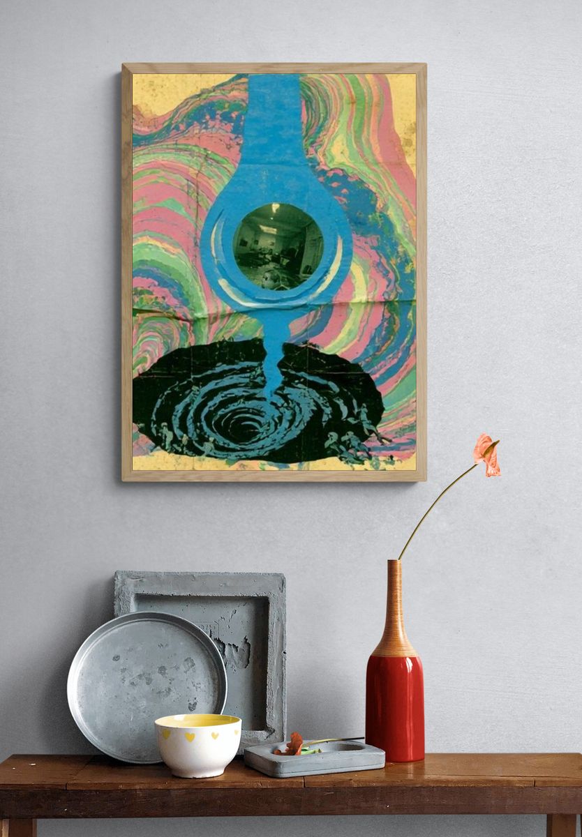 Psychedelic Guitar Collage Poster. — room view 3