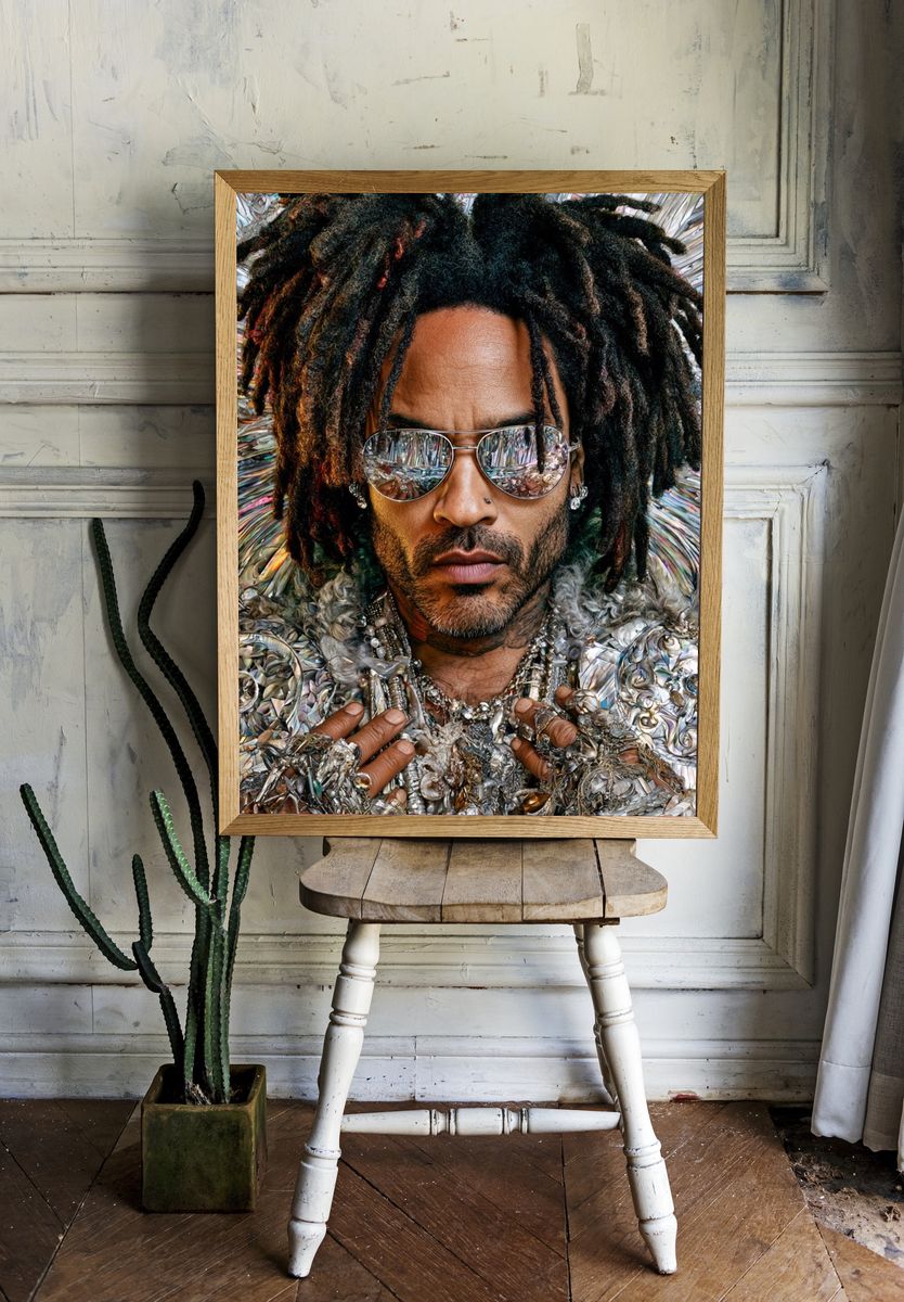 Lenny Kravitz Portrait Print. room preview