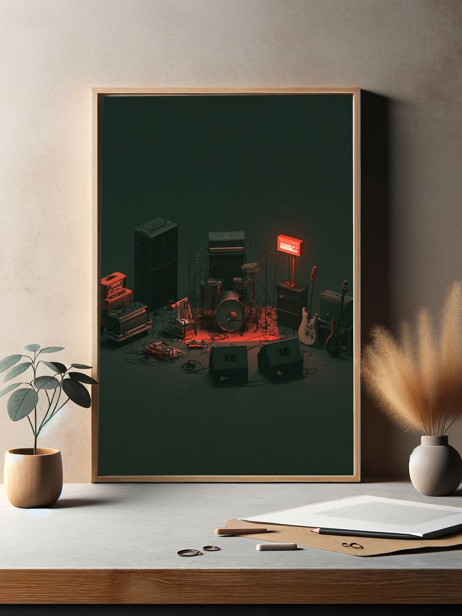 Neon Rock Band Setup Poster. — room view 2