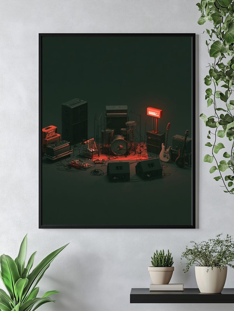 Neon Rock Band Setup Poster. — room view 4