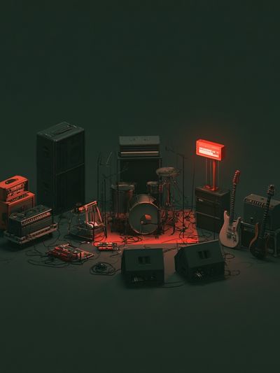 Neon Rock Band Setup Poster.