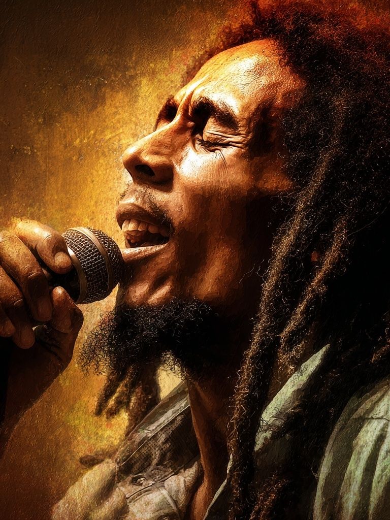 Bob Marley Singing — Music Print. poster detail