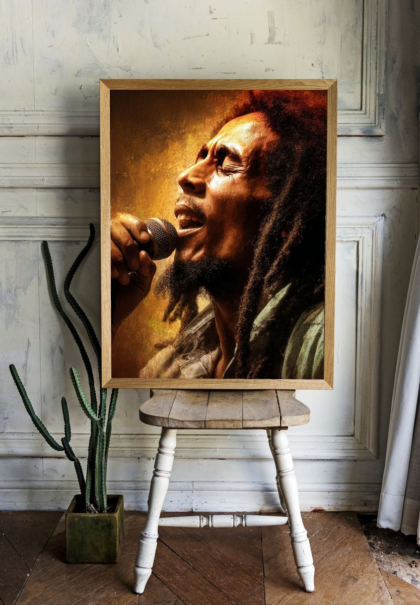 Bob Marley Singing — Music Print. room preview