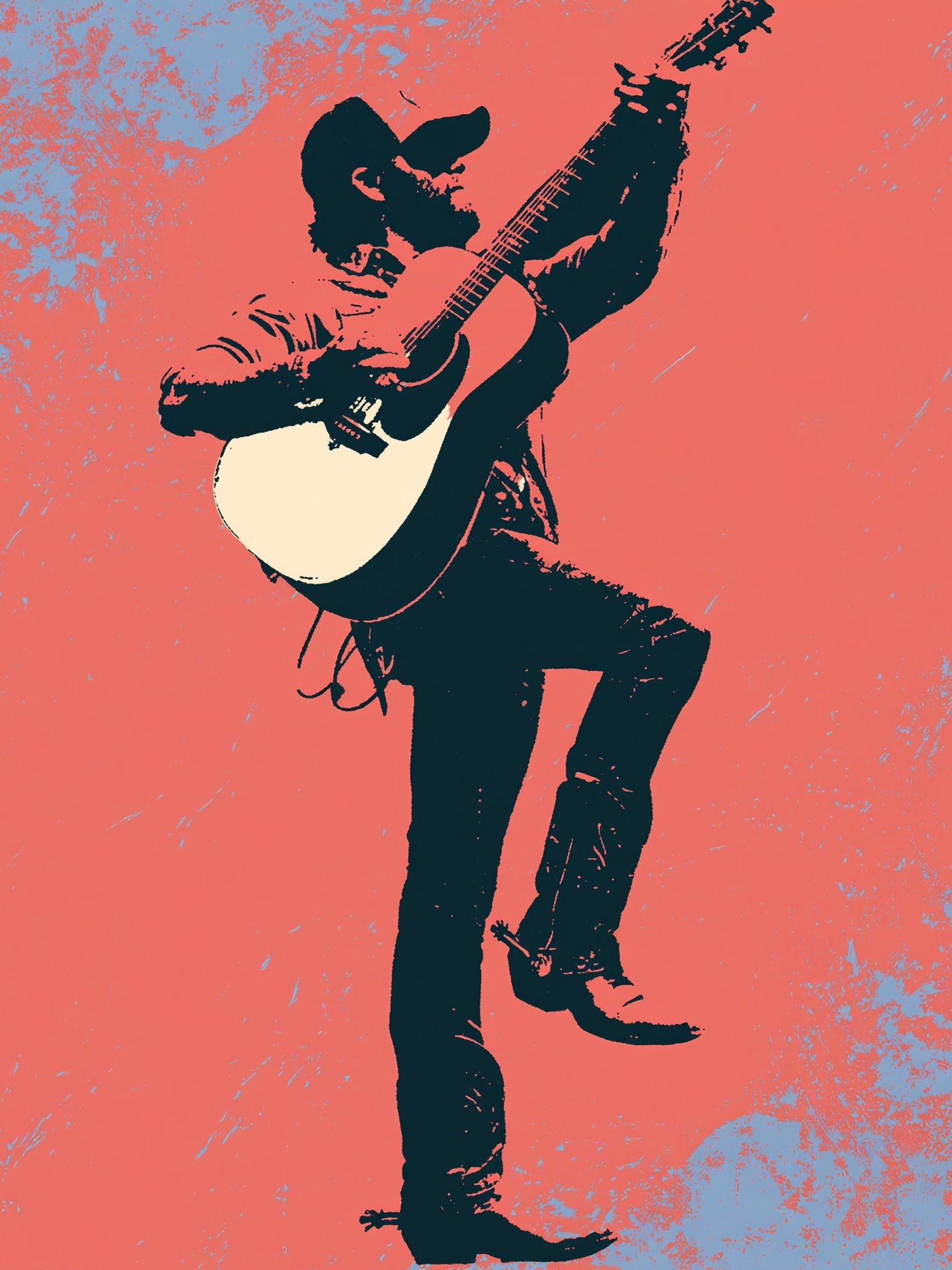 Guitarist Silhouette Pop-Art Poster. poster — music art