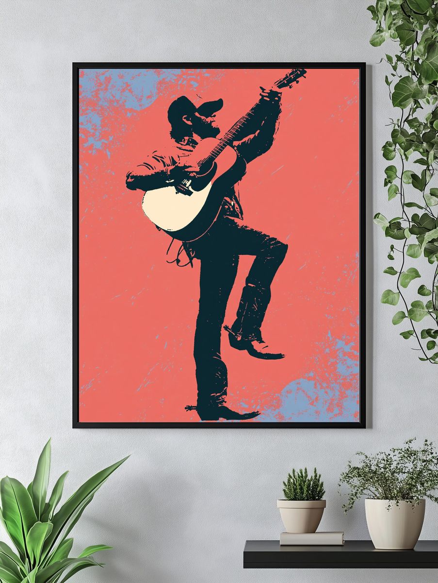 Guitarist Silhouette Pop-Art Poster. — room view 4