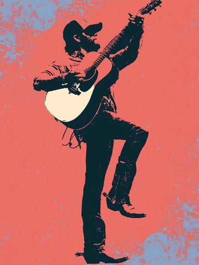 Guitarist Silhouette Pop-Art Poster. poster
