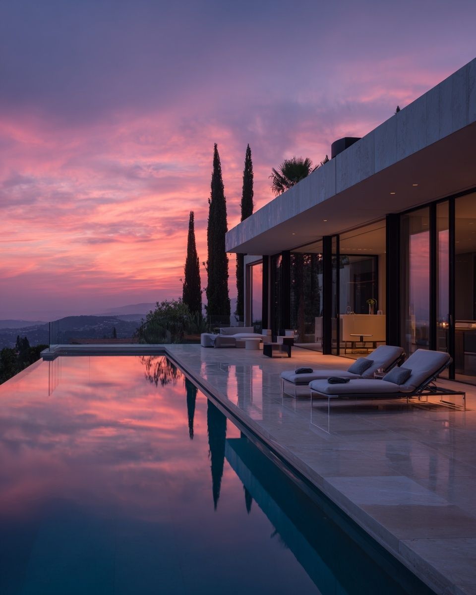 Modern Villa at Sunset — Photography Print. poster — architecture art