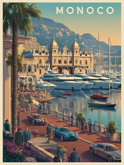 Monaco — Vintage Travel Print