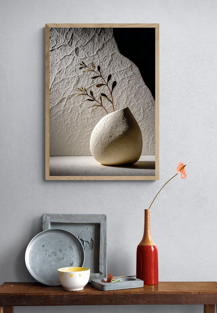 Minimalist Vase with Branches — Photography Print. — room view 3