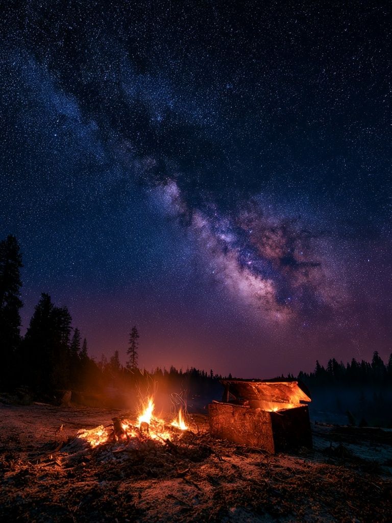 Milky Way Campfire Night Poster. poster detail
