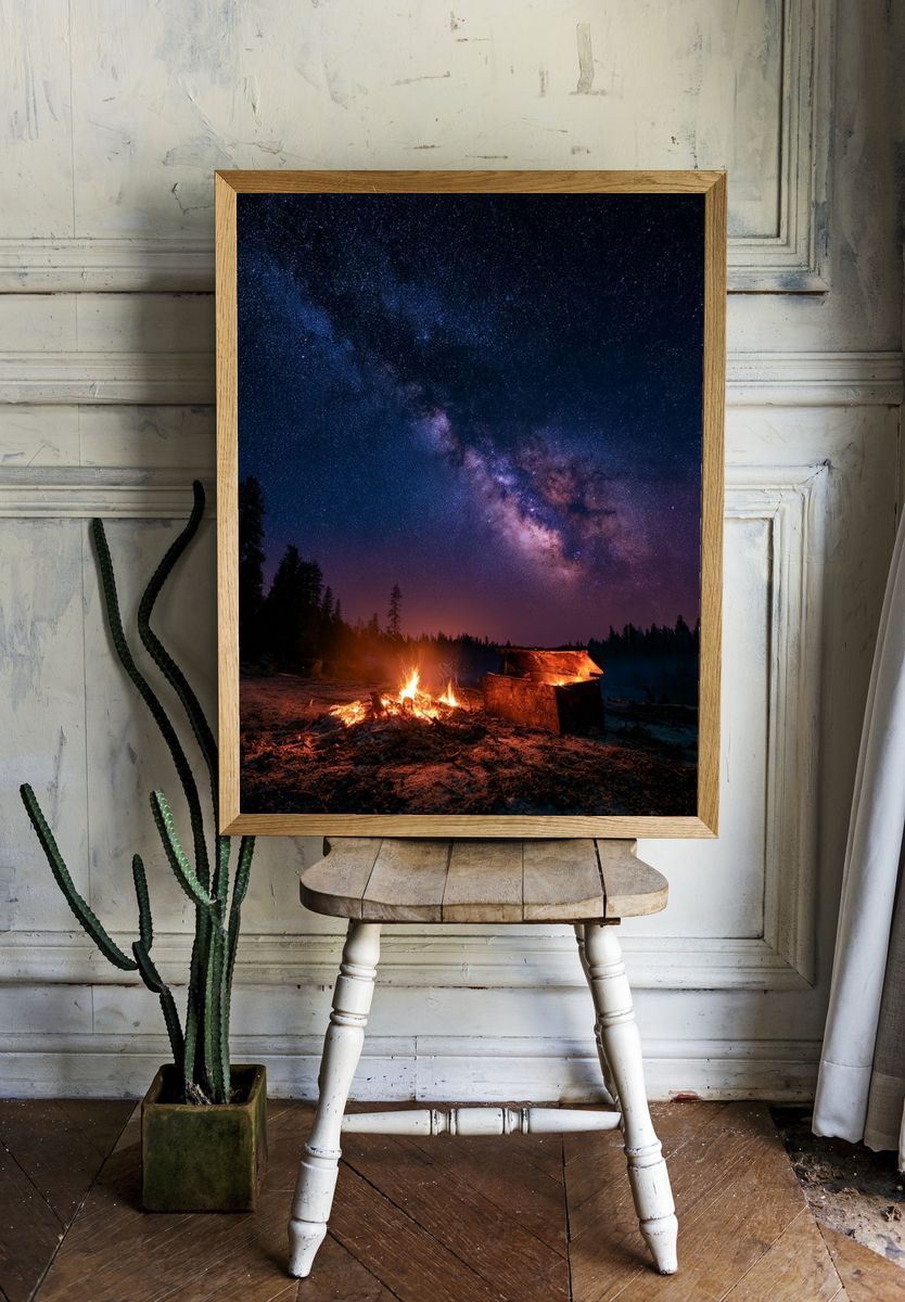 Milky Way Campfire Night Poster. room preview