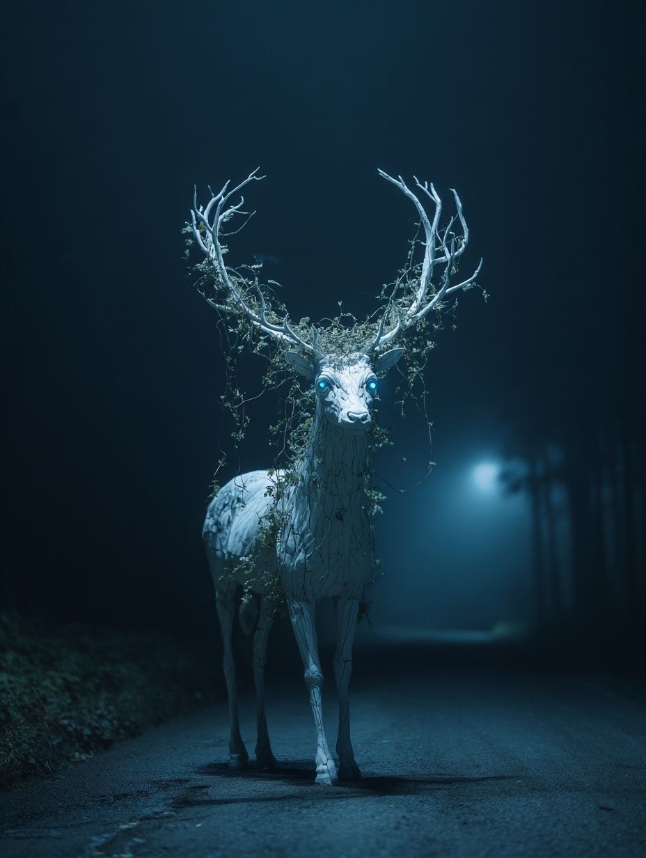 Mystical White Deer Poster. poster detail