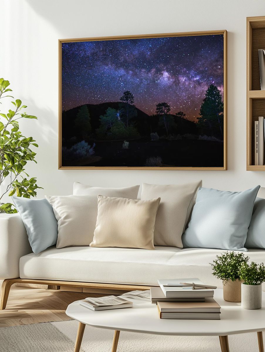 Milky Way Over Forest — Photography Print. — room view 2