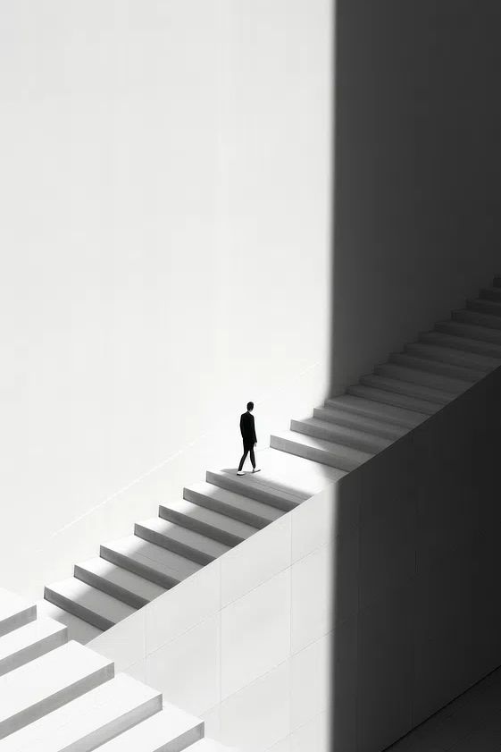 Minimalist Stairs — Black-White Print. poster — minimalist art