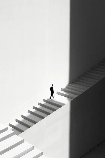 Minimalist Stairs — Black-White Print