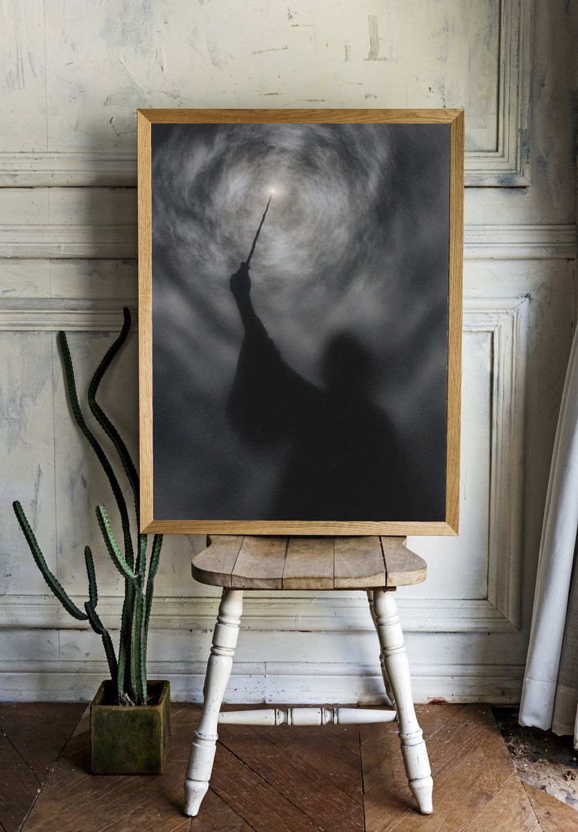 Mystical Wizard with Wand — Fantasy Print. — room view 1