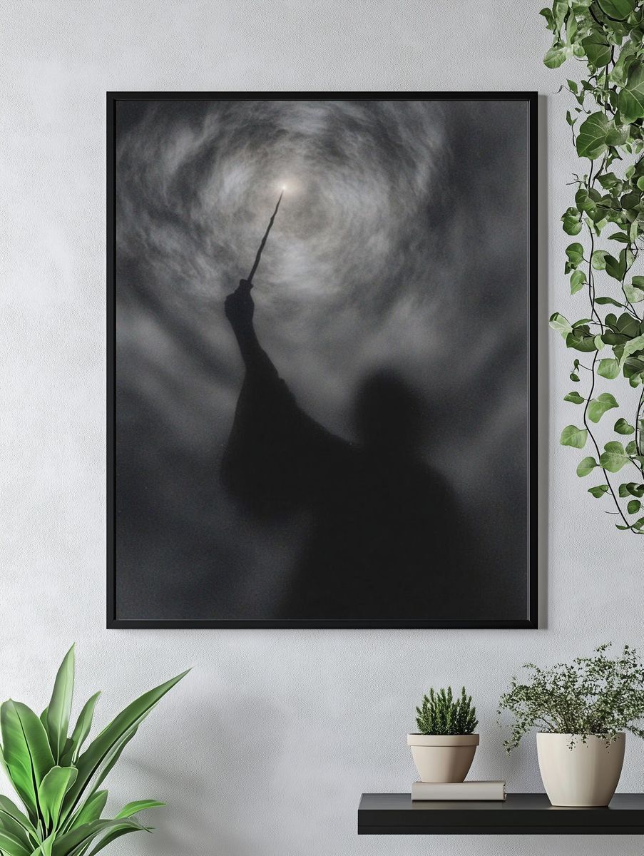 Mystical Wizard with Wand — Fantasy Print. — room view 4