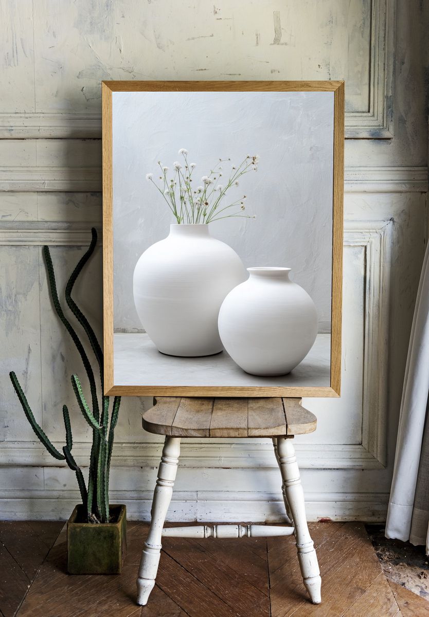 Minimalist White Vases Poster. room preview