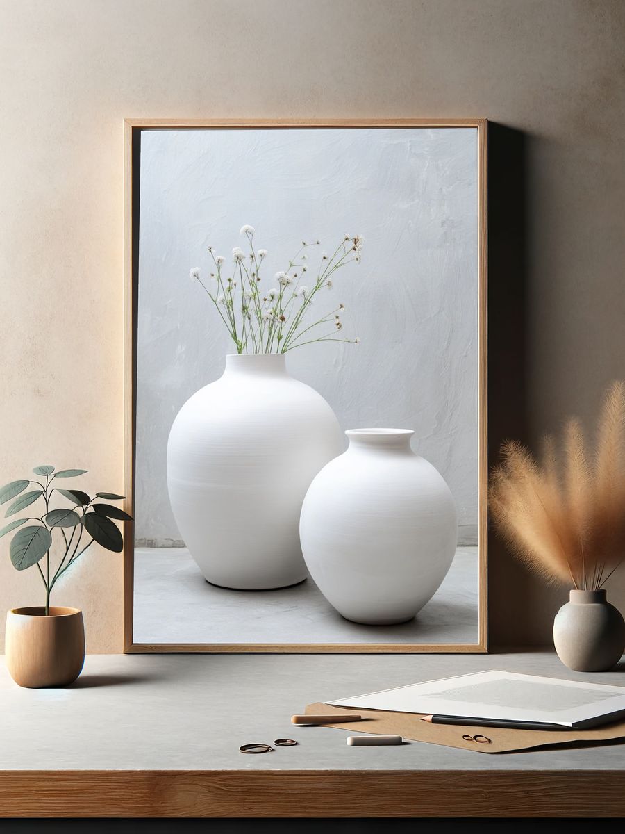 Minimalist White Vases Poster. — room view 2