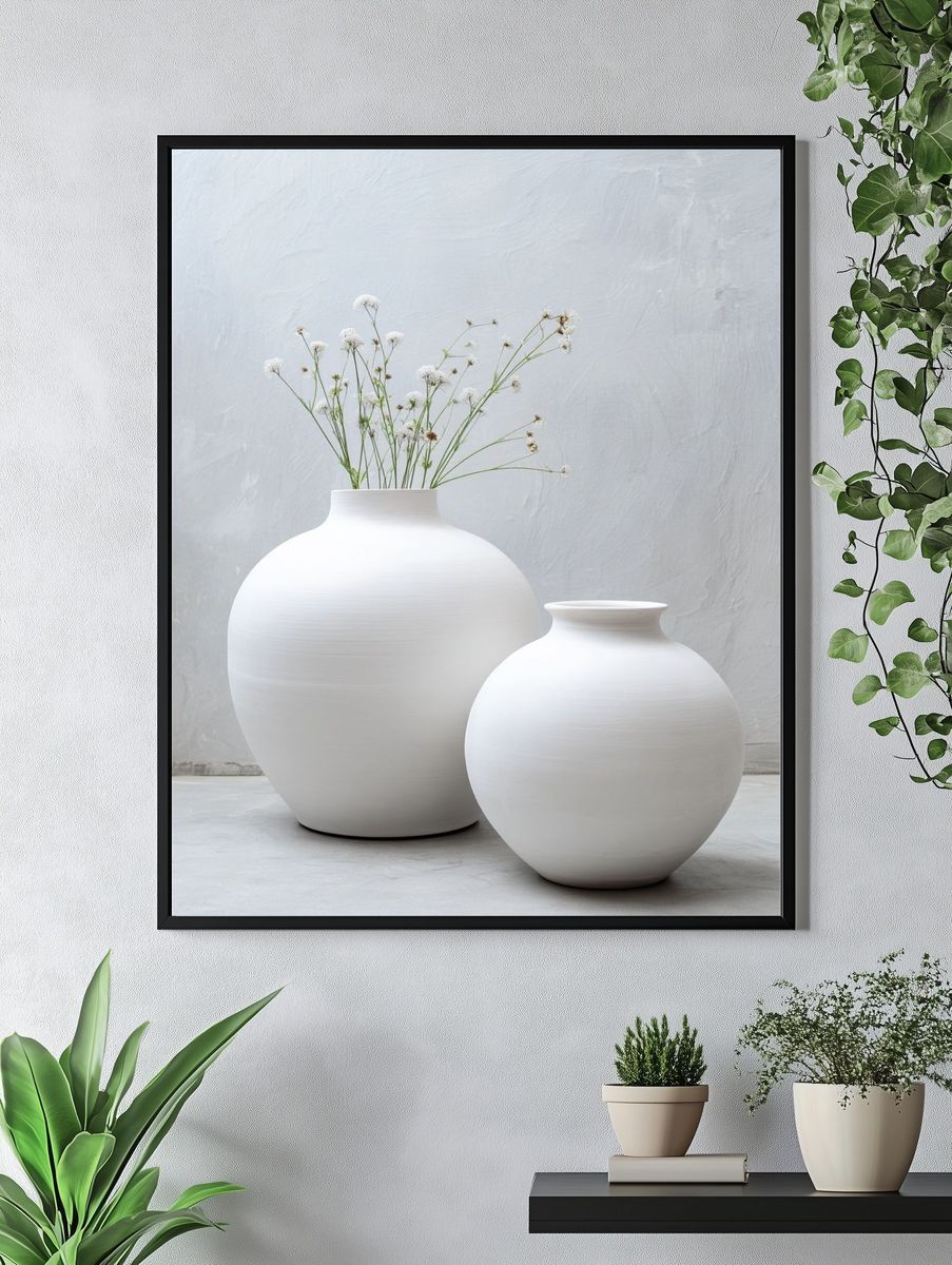 Minimalist White Vases Poster. — room view 4