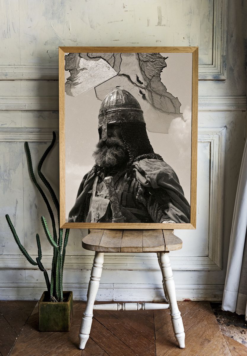 Medieval Warrior Portrait Print. room preview