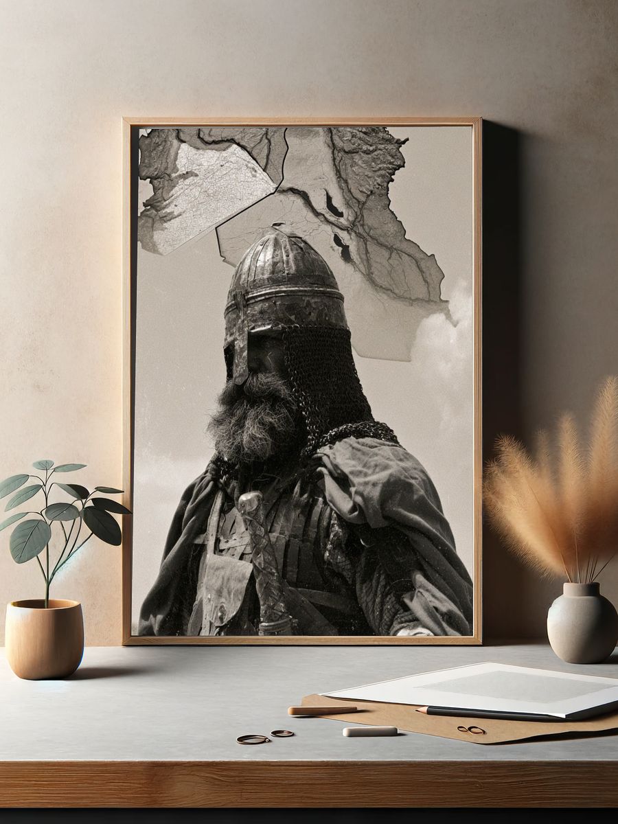 Medieval Warrior Portrait Print. — room view 2