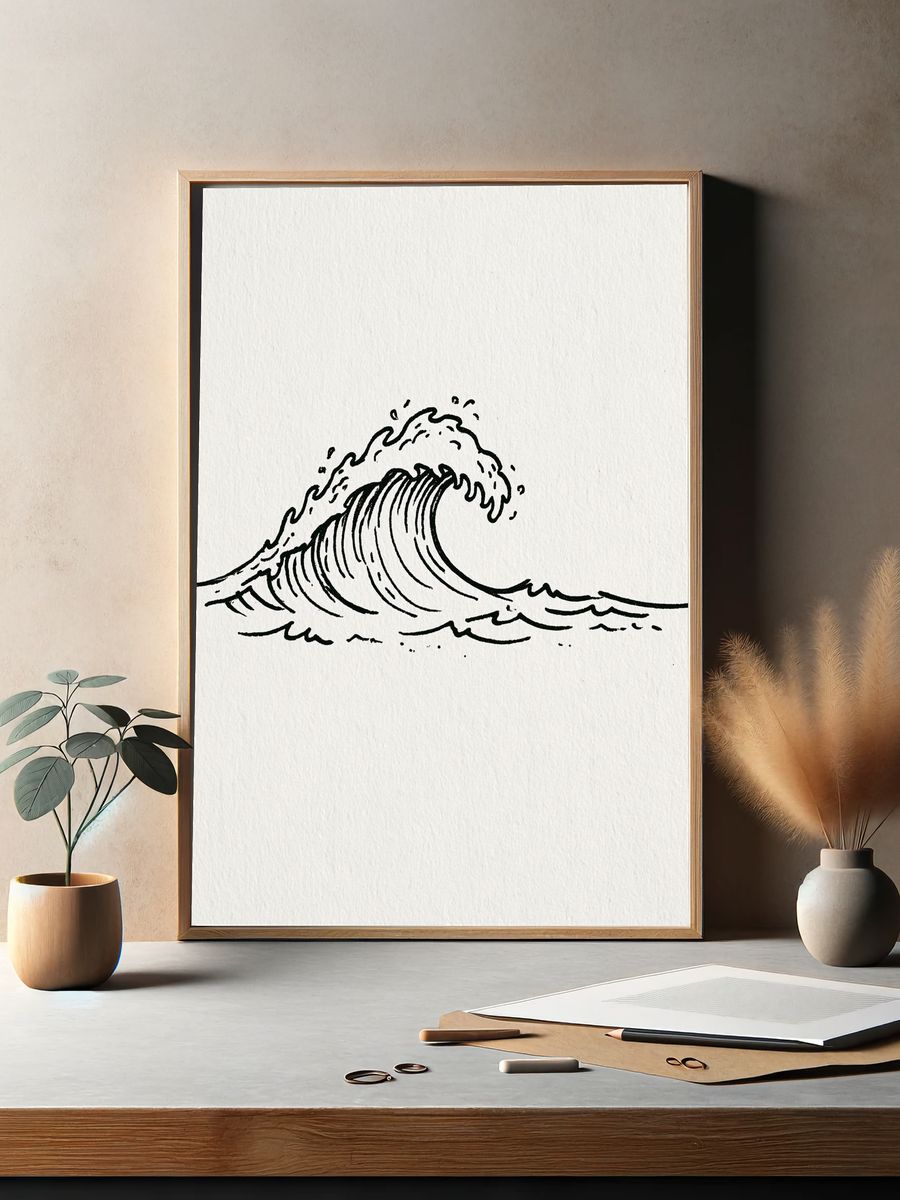 Minimal Wave Ink Poster. — room view 2