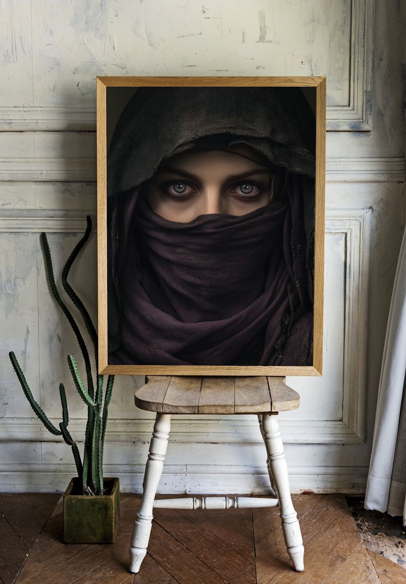 Mysterious Woman Portrait Poster. — room view 1
