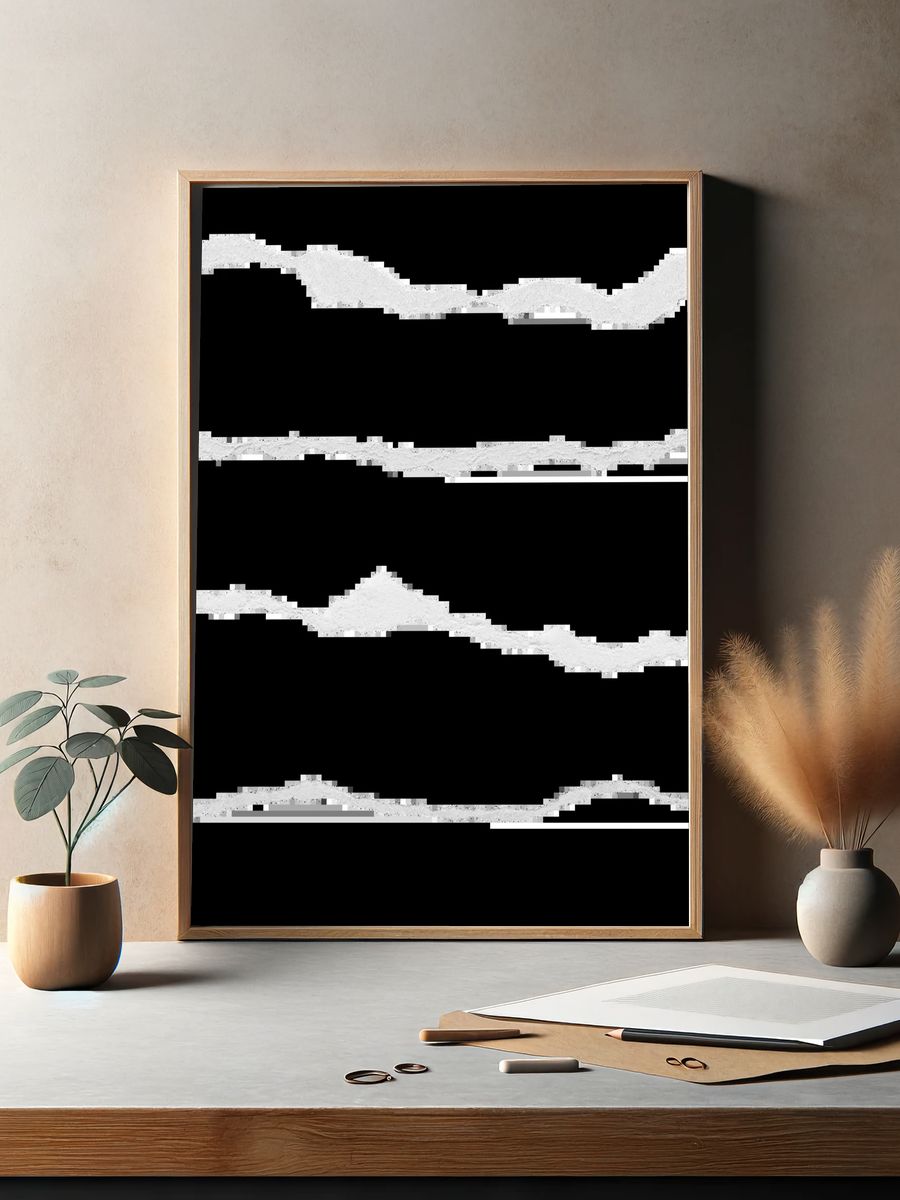Abstract Waveforms — Minimalist Print. — room view 2