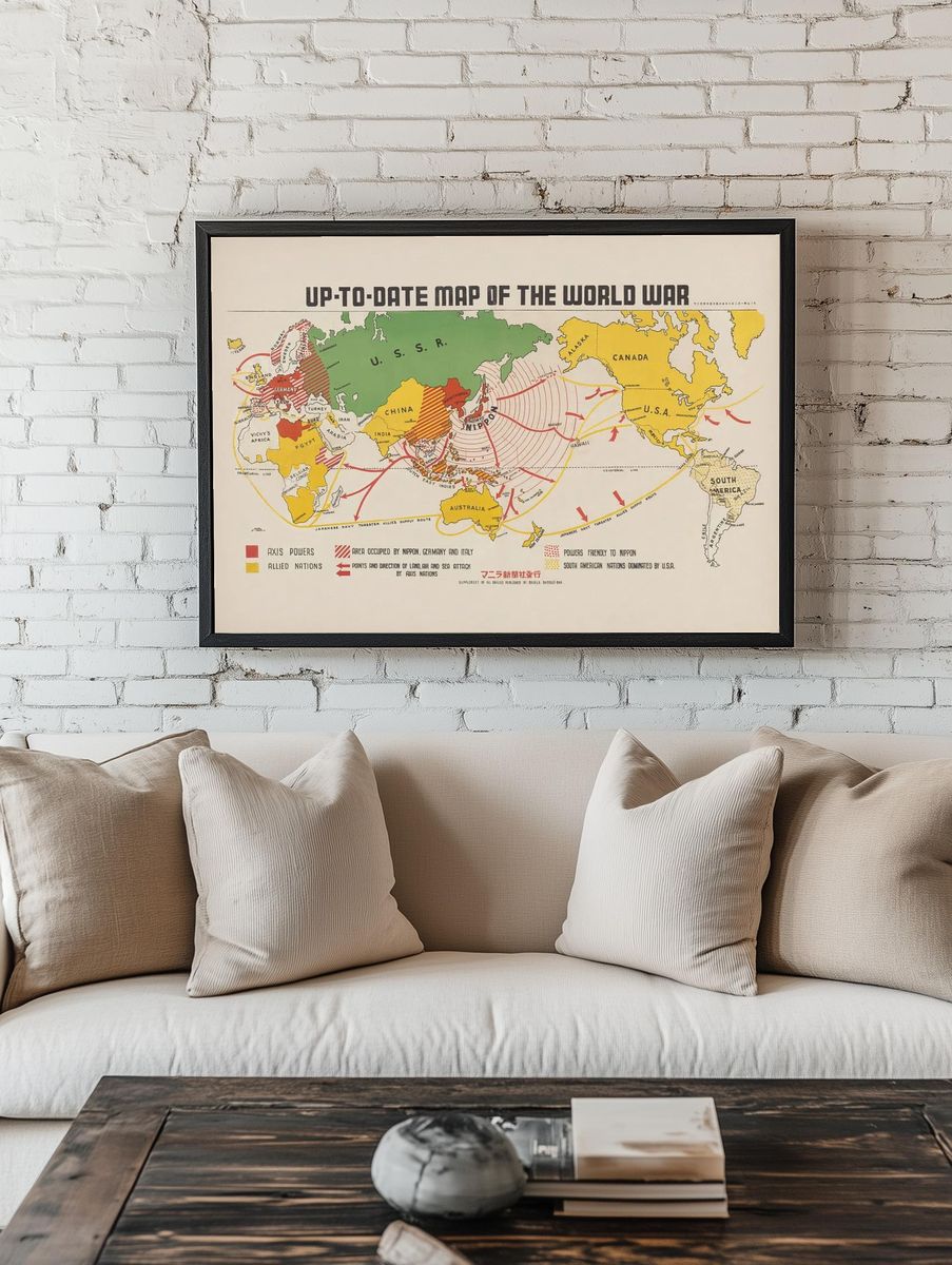 Up-to-date map world war (1942). room preview